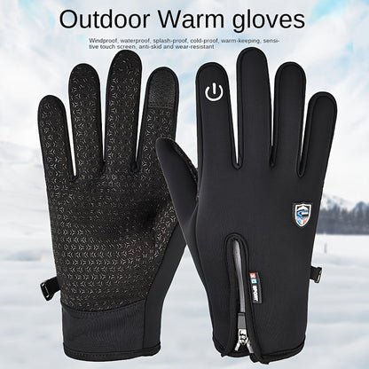 Men's and Women's Winter Outdoor Sports Gloves Windproof Waterproof Thermal Fleece Lined