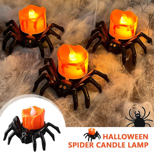 Halloween Spider Candle Lamp Decoration – Spooky Party Prop for Trick-or-Treat & Haunted Houses