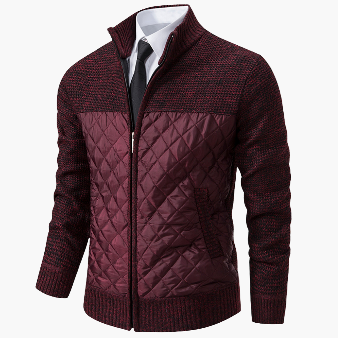 Men's Elegant Quilted Knit Bomber Jacket for Casual and Semi-Formal Wear