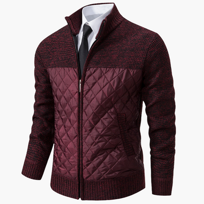 Men's Elegant Quilted Knit Bomber Jacket for Casual and Semi-Formal Wear