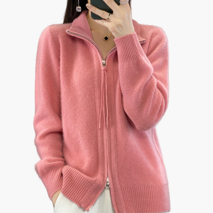 Women's Classic Zip-Up Cardigan Sweater – Elegant Everyday Layer