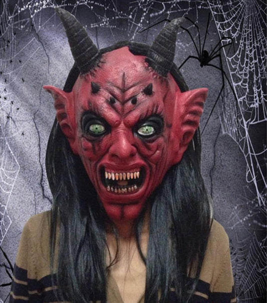 Halloween Demon Horn Mask for Adults – Scary Costume Party Accessory