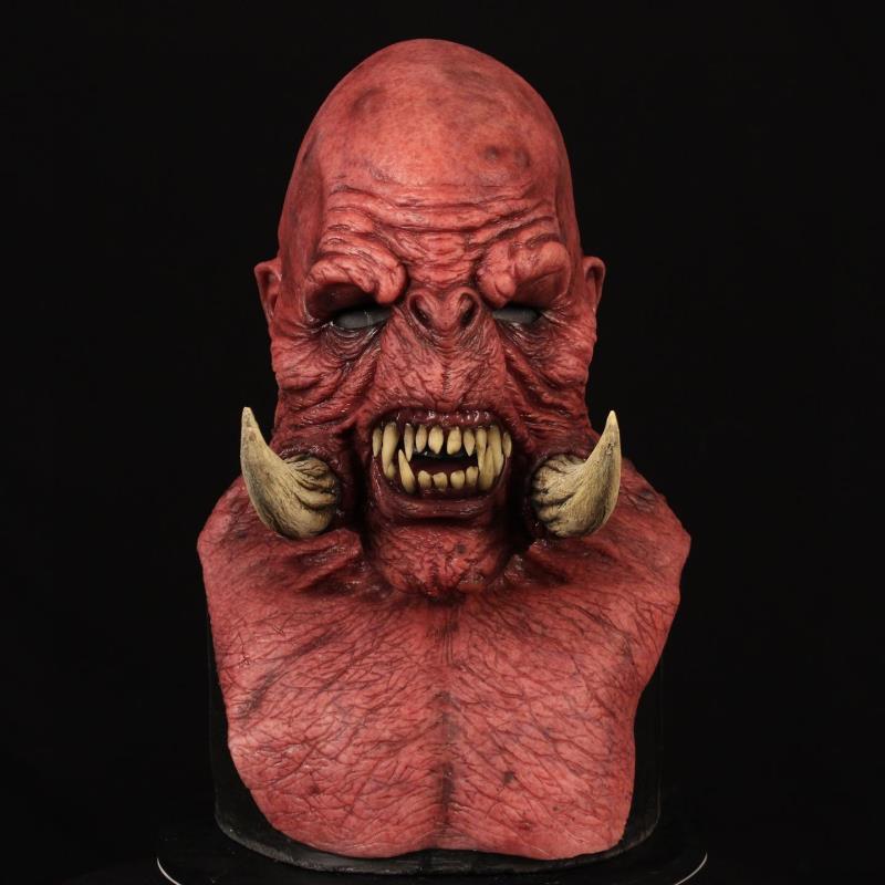 Halloween Orc Monster Latex Mask for Adults - Scary Warcraft-Inspired Costume Prop