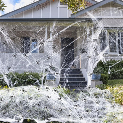 Halloween Spider Web Decoration with Fake Spiders for Outdoor and Indoor Haunted House Parties