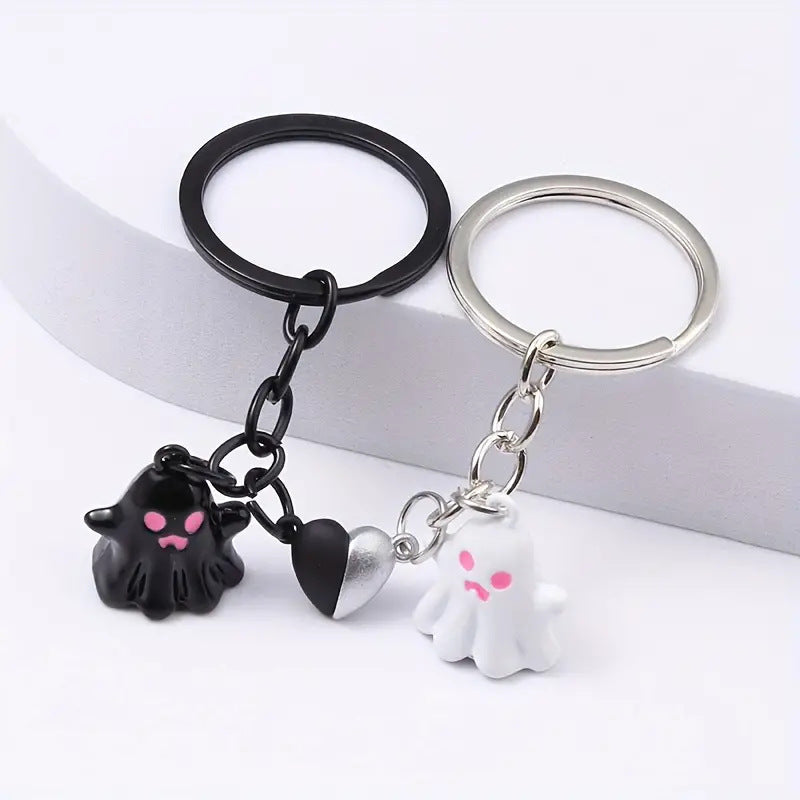 Halloween Ghost Couple Keychain Set – Cute Spooky Accessories for Halloween Parties and Gifts