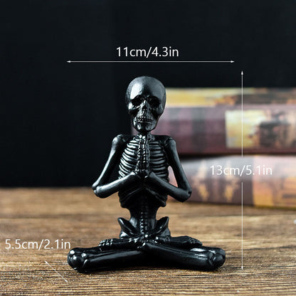 Halloween Skeleton Yoga Figurine Set – Spooky Meditation Decorations for Parties & Home