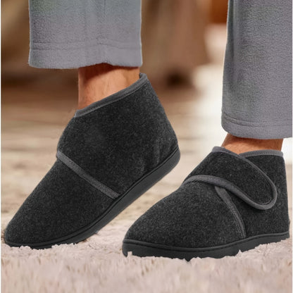 Men's Vintage Comfort Indoor Slippers with Ankle Strap and Velcro Closure