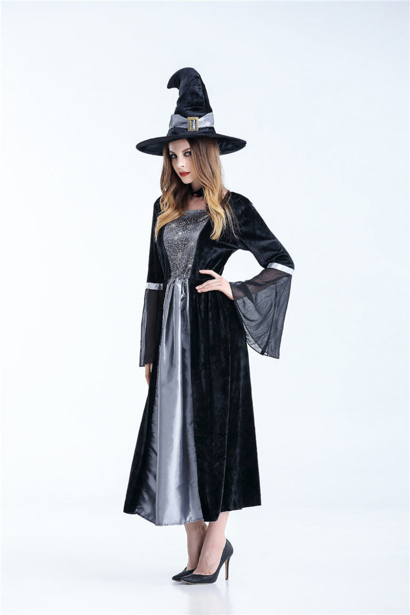 Women's Halloween Witch Costume Dress and Hat Set – Adult Party Outfit
