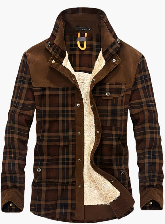 Men's Outdoor Plaid Fleece-Lined Shirt Jacket – Casual Rugged Style