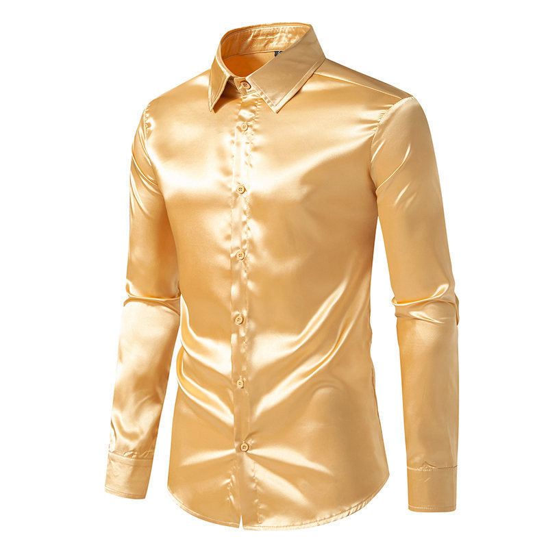 Elliot – Men's Satin Solid Color Glossy Shirt