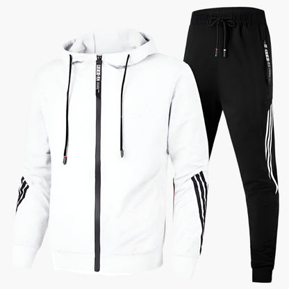 Men's Athletic Tracksuit Set – Sporty Hooded Jacket and Jogger Pants for Training and Leisure