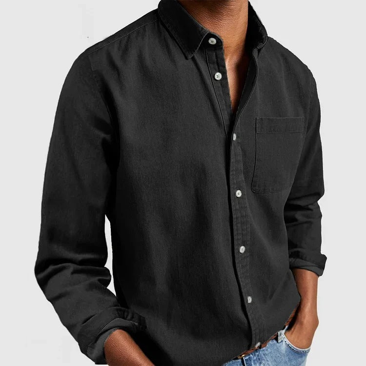 Men’s Casual Long Sleeve Button-Up Shirt for Everyday Wear