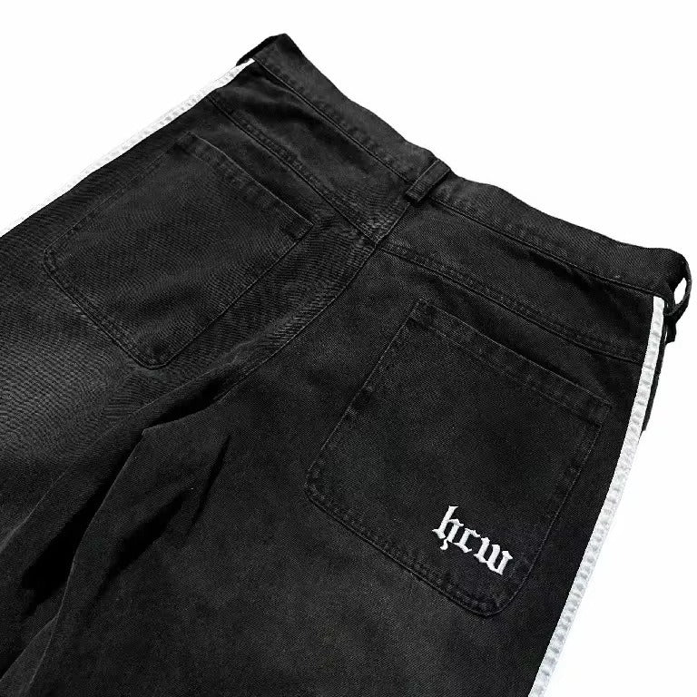 Scott – Vintage Stripe Stitching Embroidered Jeans