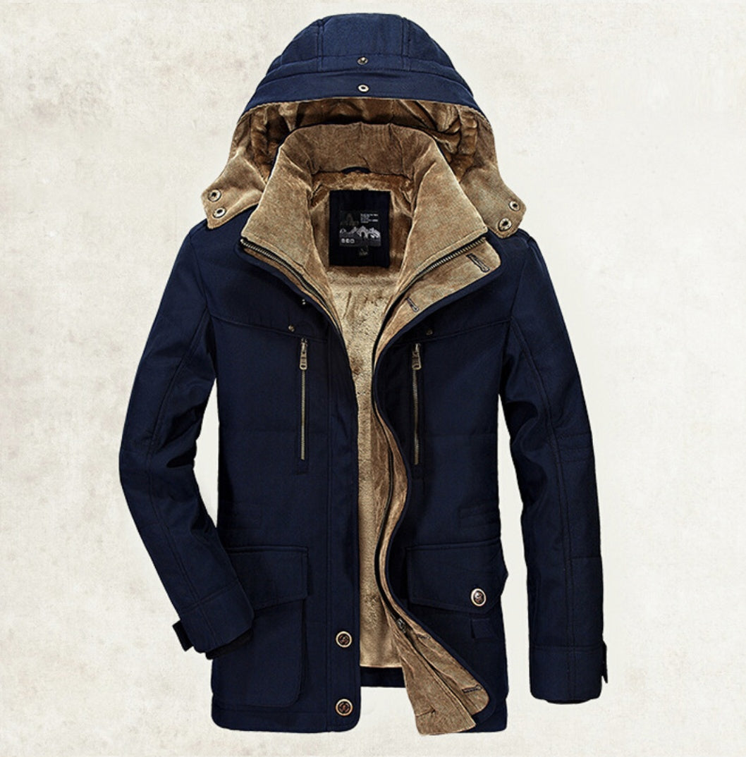 Walter – Thick Cotton Jacket with Hood and Pockets