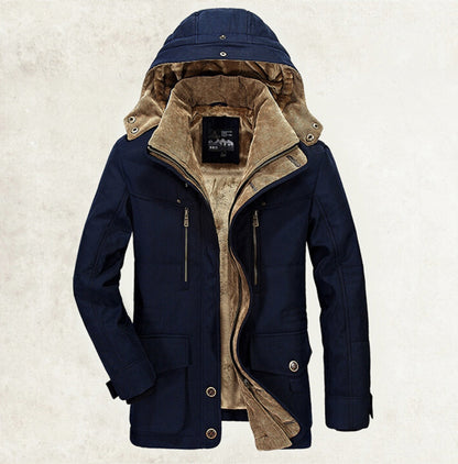 Walter – Thick Cotton Jacket with Hood and Pockets