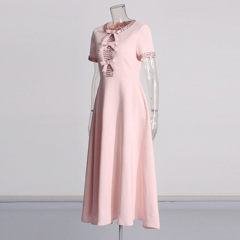 Hannah – High Waist Dress with Rhinestone Bow