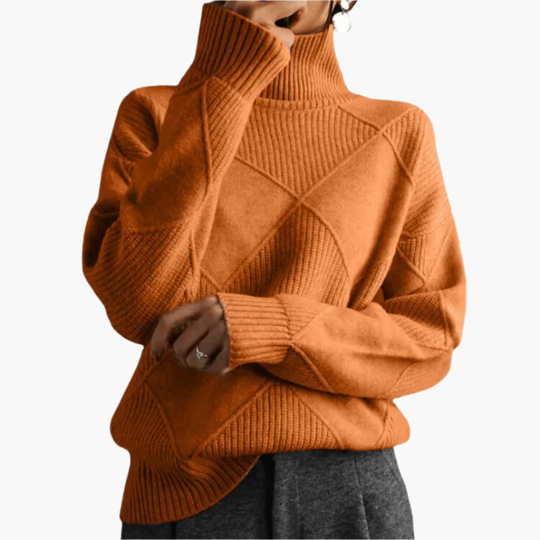 Women's Elegant Turtleneck Sweater with Textured Knit - Stylish Casual or Office Wear