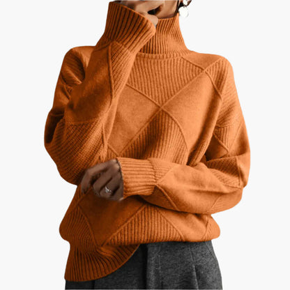 Women's Elegant Turtleneck Sweater with Textured Knit - Stylish Casual or Office Wear