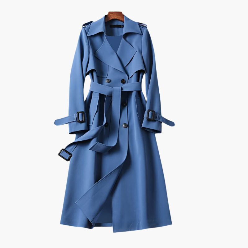 Women's Elegant Double-Breasted Long Trench Coat – Classic Style for Versatile Occasions