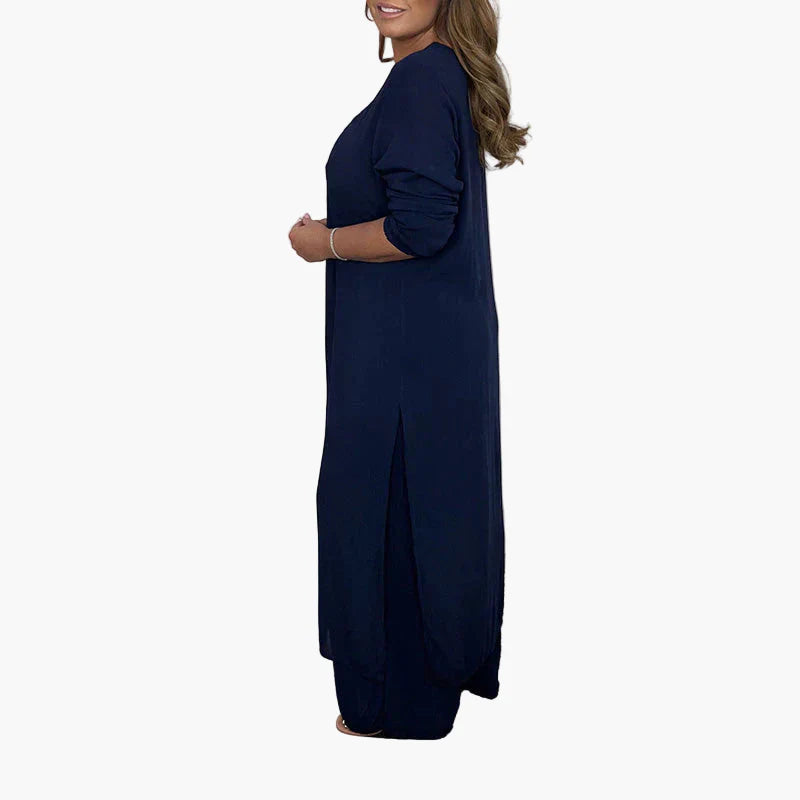 Women's Two-Piece Casual Longline Pantsuit – Relaxed Fit, Modern Versatile Outfit for Everyday and Events