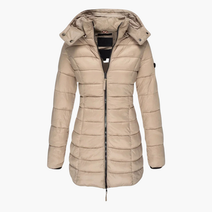 Women's Quilted Winter Parka – Elegant Long Puffer Coat for Cold Weather