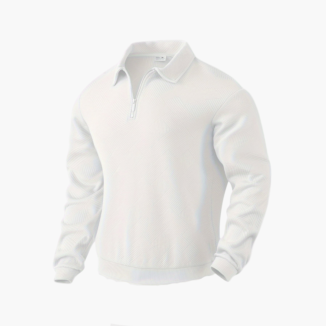 Men's Geometric Quarter-Zip Knit Sweater – Vintage-Inspired Casual Pullover
