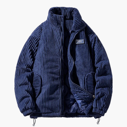Men's Corduroy Puffer Jacket – Casual Winter Stand Collar Outerwear