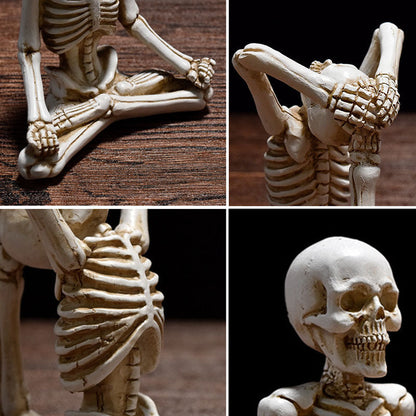 Halloween Skeleton Yoga Figurine Set – Spooky Meditation Decorations for Parties & Home