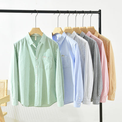 Men’s Casual Striped Long Sleeve Shirt with Classic Button-Down Design