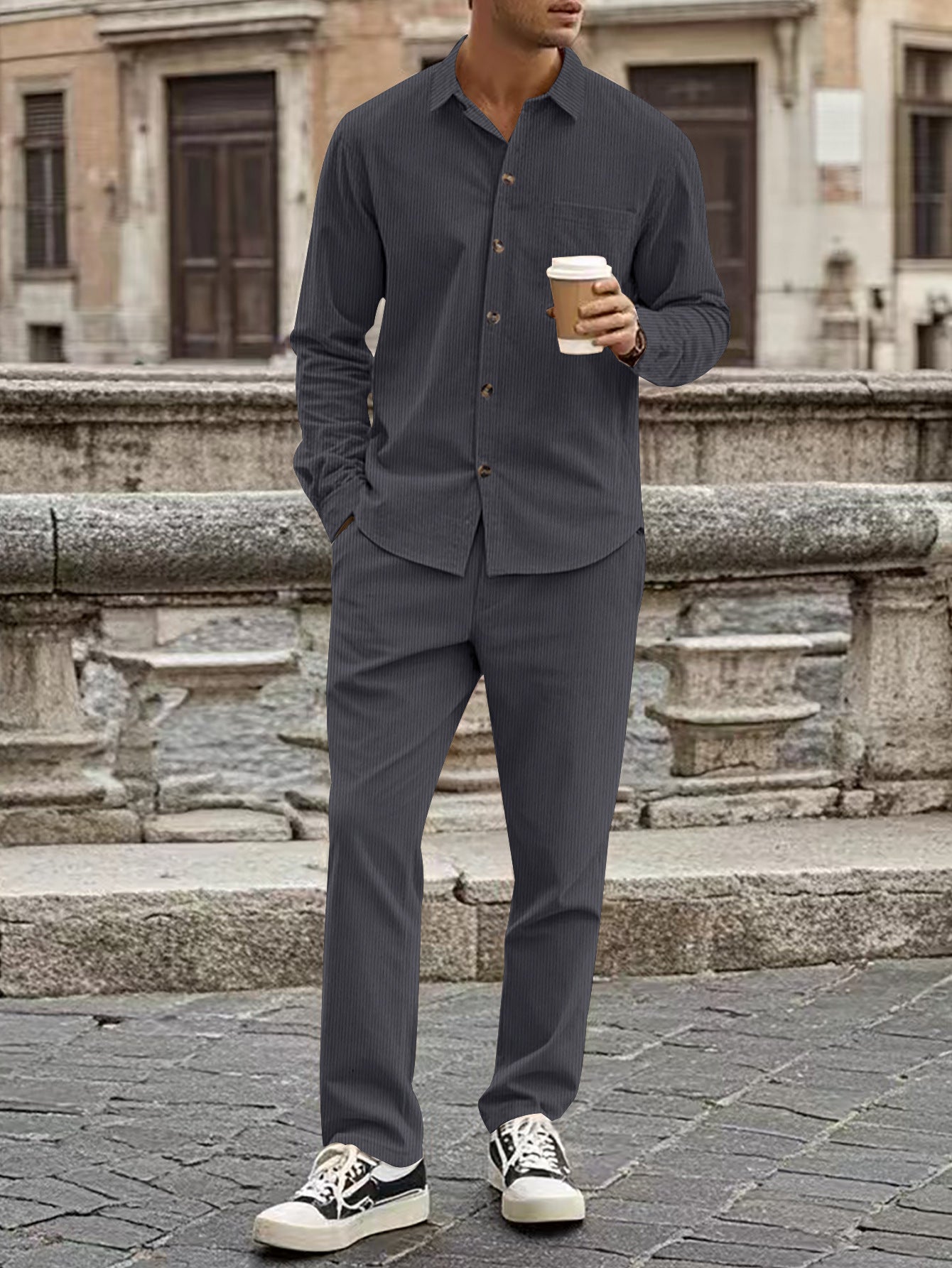 Kirk – Casual Sports Cardigan Trousers Set