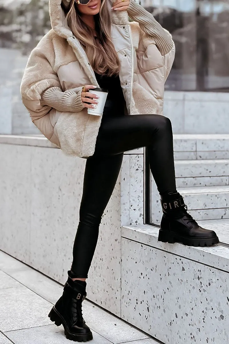 Women's Winter Faux Fur Hooded Puffer Jacket – Cozy Outdoor Fashion for Cold Weather