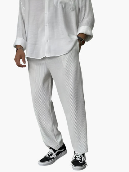 Men's Relaxed Fit Luxury Pleated Trousers for Everyday & Formal Wear