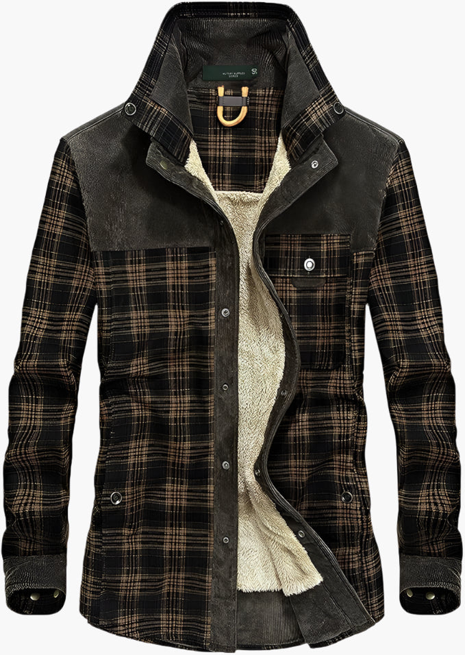 Men's Outdoor Plaid Fleece-Lined Shirt Jacket – Casual Rugged Style