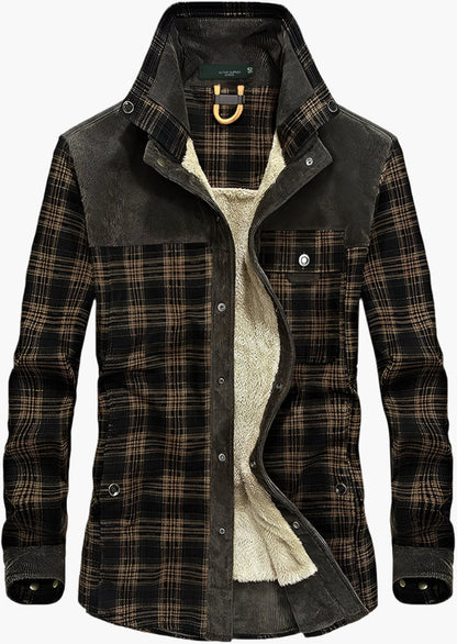 Men's Outdoor Plaid Fleece-Lined Shirt Jacket – Casual Rugged Style