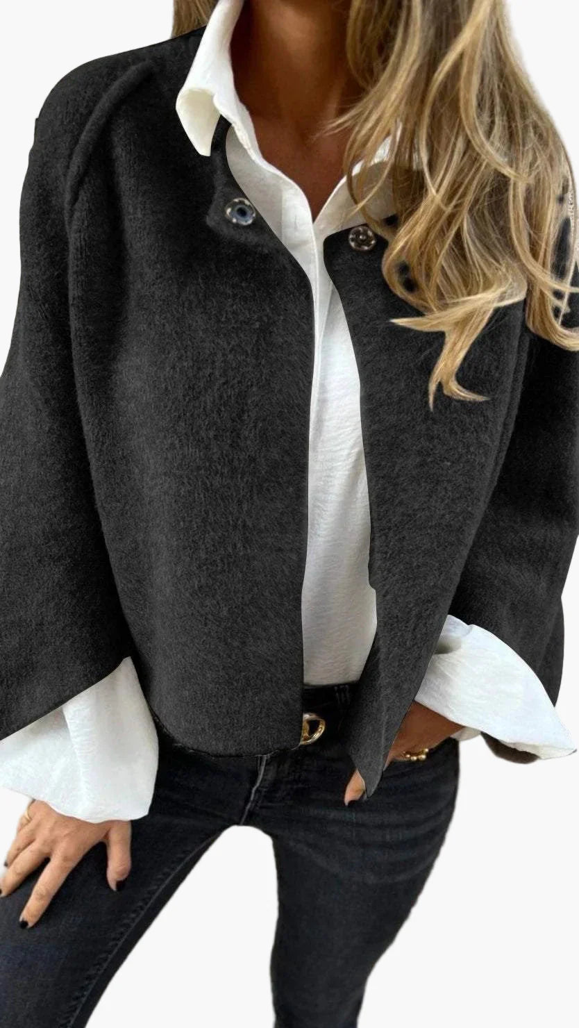 Women's Elegant Wool Blend Short Coat – Classic Business & Evening Style