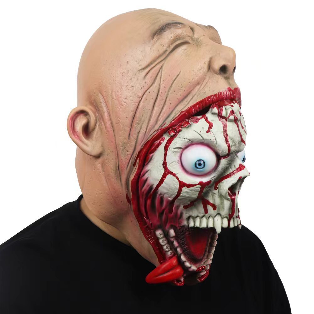 Halloween Big Mouth Skull Latex Mask for Adults - Scary Costume Prop