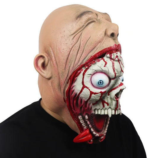 Halloween Big Mouth Skull Latex Mask for Adults - Scary Costume Prop