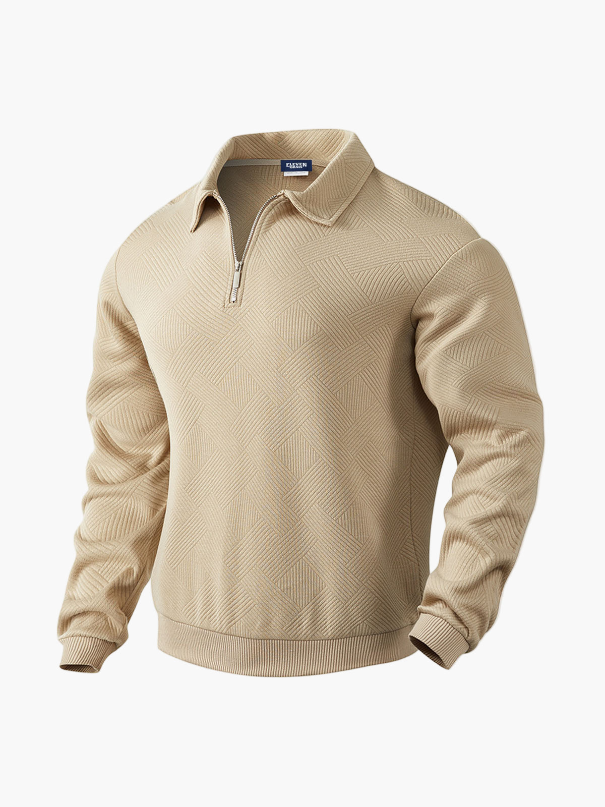Men's Smart-Casual Half-Zip Pullover Sweater – Modern Patterned Knit for Versatile Everyday Wear