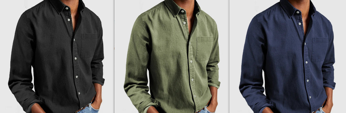 Men’s Casual Long Sleeve Button-Up Shirt for Everyday Wear