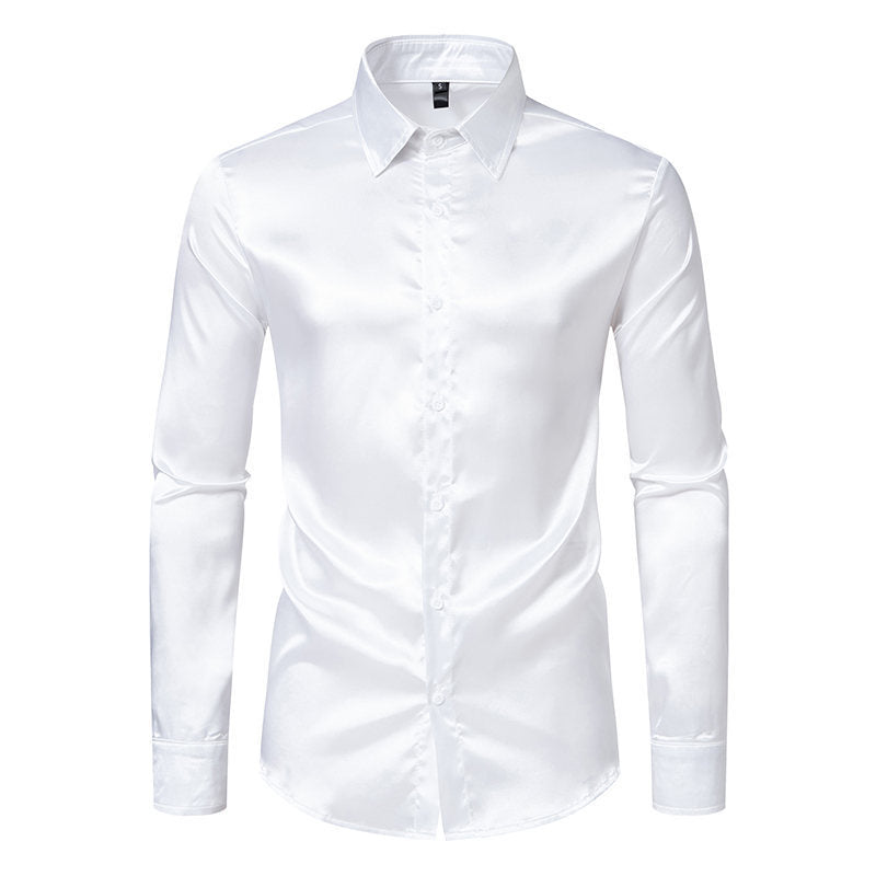 Elliot – Men's Satin Solid Color Glossy Shirt