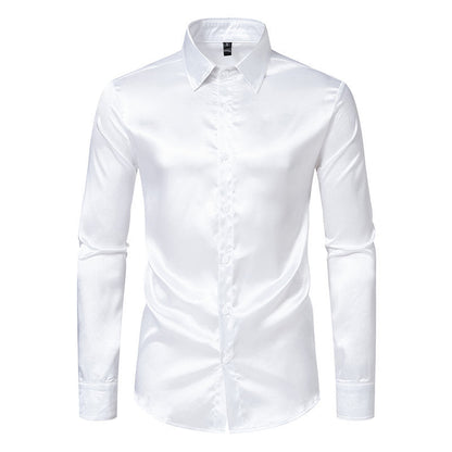 Elliot – Men's Satin Solid Color Glossy Shirt