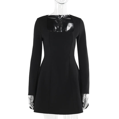 Marie – Slim Fit Square Collar Long Sleeve Dress