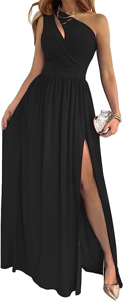 Imogen – One Shoulder High Split Cocktail Maxi Dress