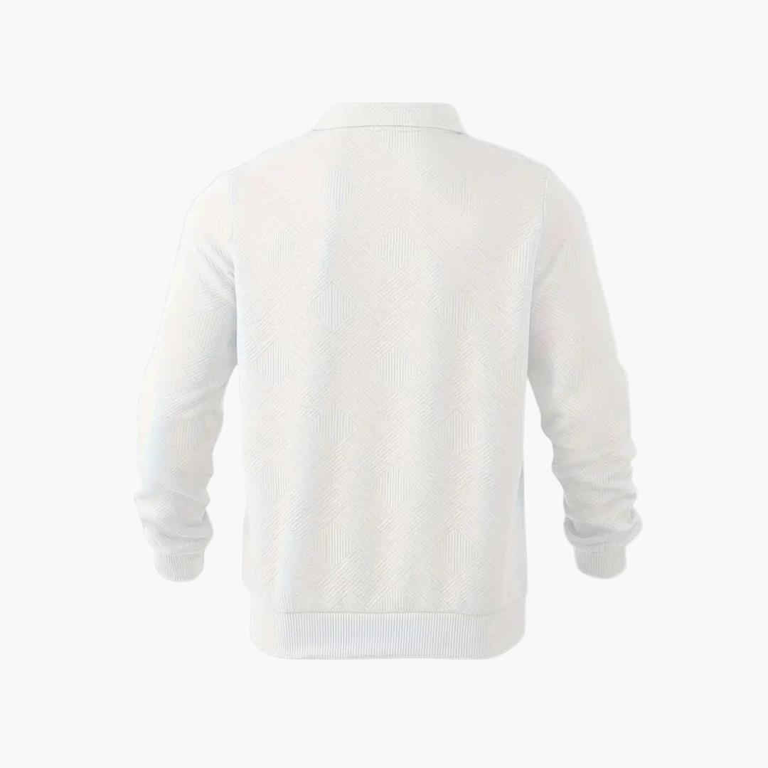 Men's Geometric Quarter-Zip Knit Sweater – Vintage-Inspired Casual Pullover