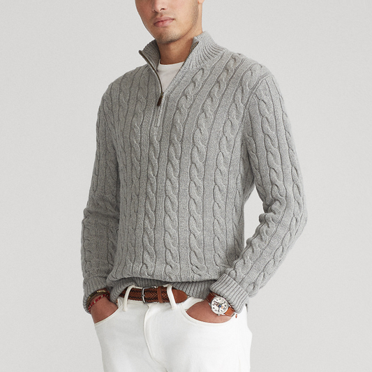 Men's Classic Cable Knit Half-Zip Sweater – Timeless Style for Everyday Comfort