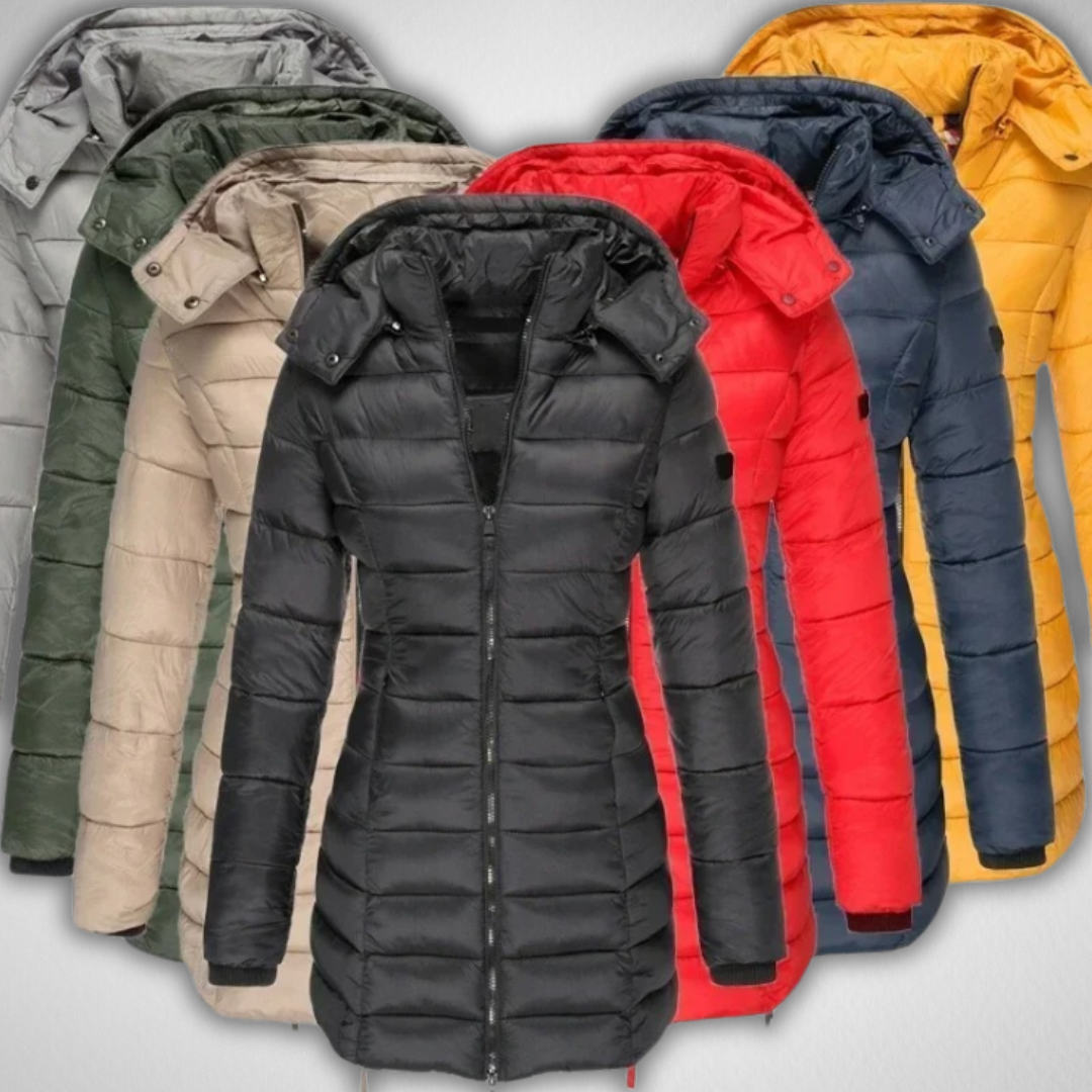 Women's Quilted Winter Parka – Elegant Long Puffer Coat for Cold Weather