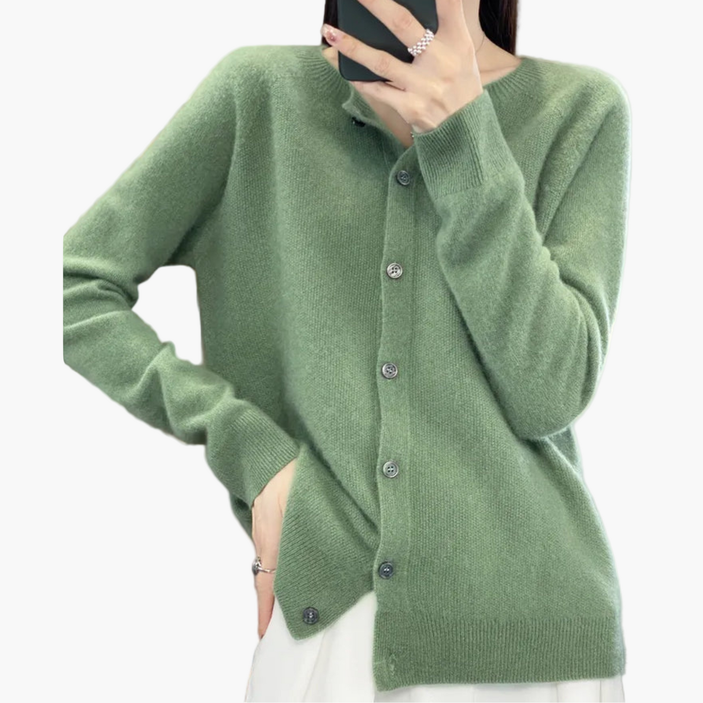 Women's Classic O-Neck Button-Down Cardigan Sweater – Elegant Everyday Layer