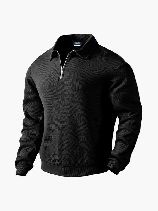 Men's Smart-Casual Half-Zip Pullover Sweater – Modern Patterned Knit for Versatile Everyday Wear