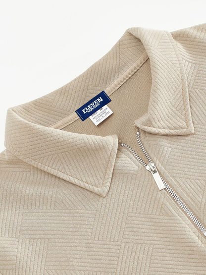 Men's Smart-Casual Half-Zip Pullover Sweater – Modern Patterned Knit for Versatile Everyday Wear