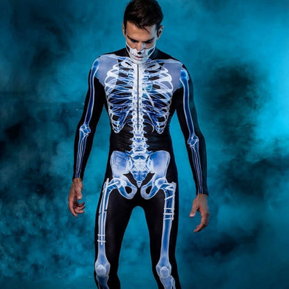 Men's and Women's Halloween Skeleton X-Ray Bodysuit Costume